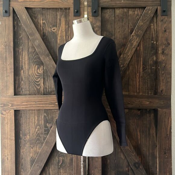 Bodysuits Sexy Ribbed Long Sleeve Square Neck One Piece Bodysuit - Picture 8 of 12